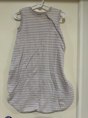 Woolino Striped Sleeveless Baby Sleep Sack - Lavender & White